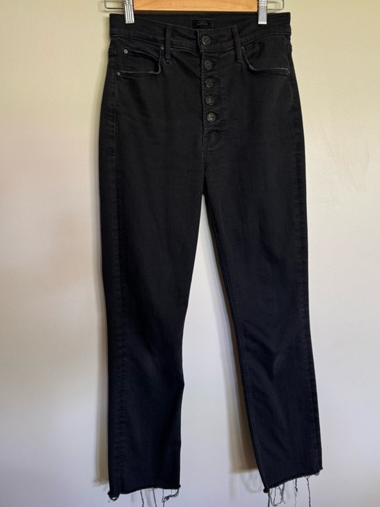 MOTHER Denim - MOTHER The Tomcat Crop Black Button Fly Raw Hem Jeans Size 28